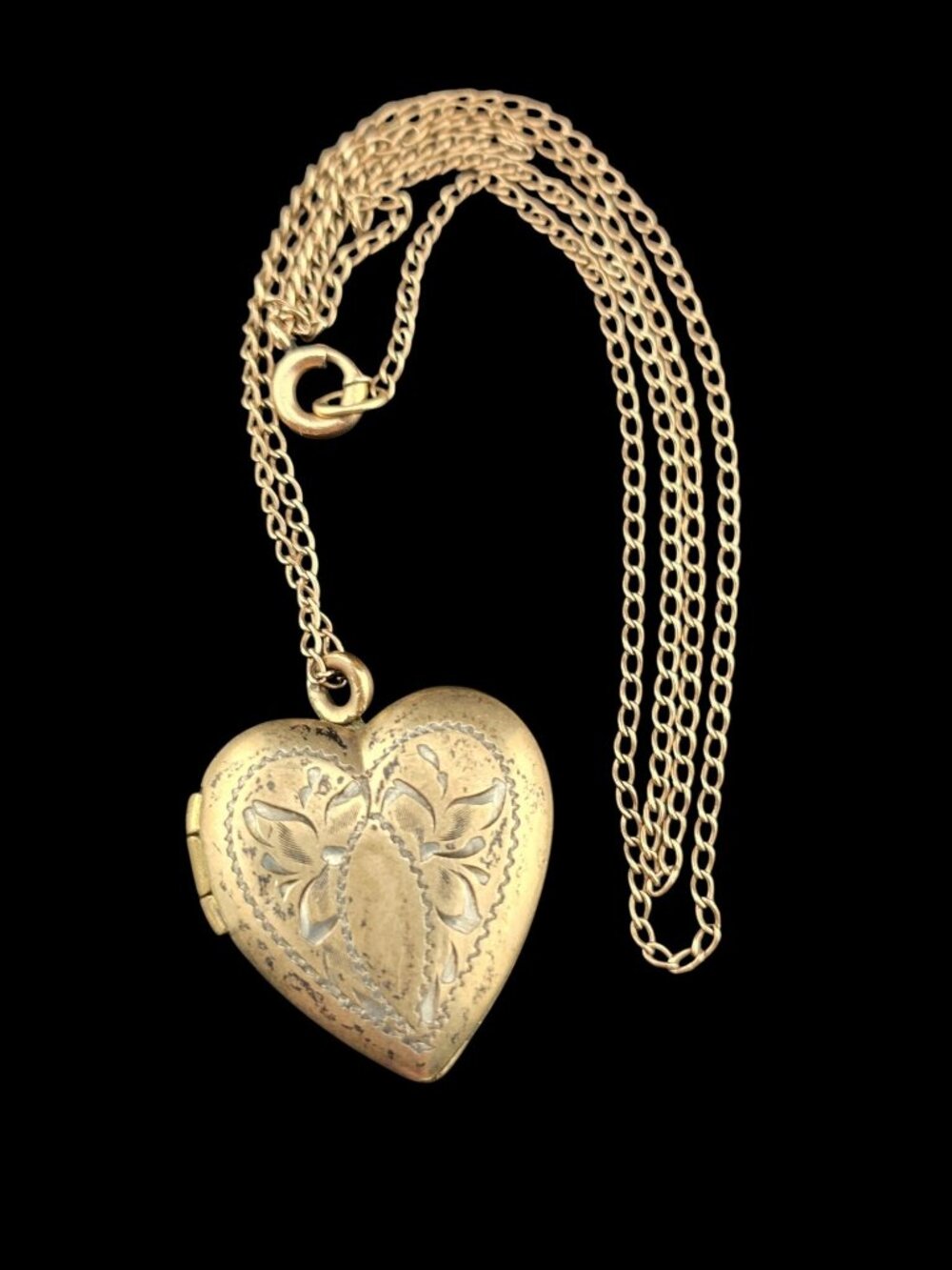Vintage Gold-Tone Heart Locket Floral Forget me Not Necklace - Picture 4 of 6